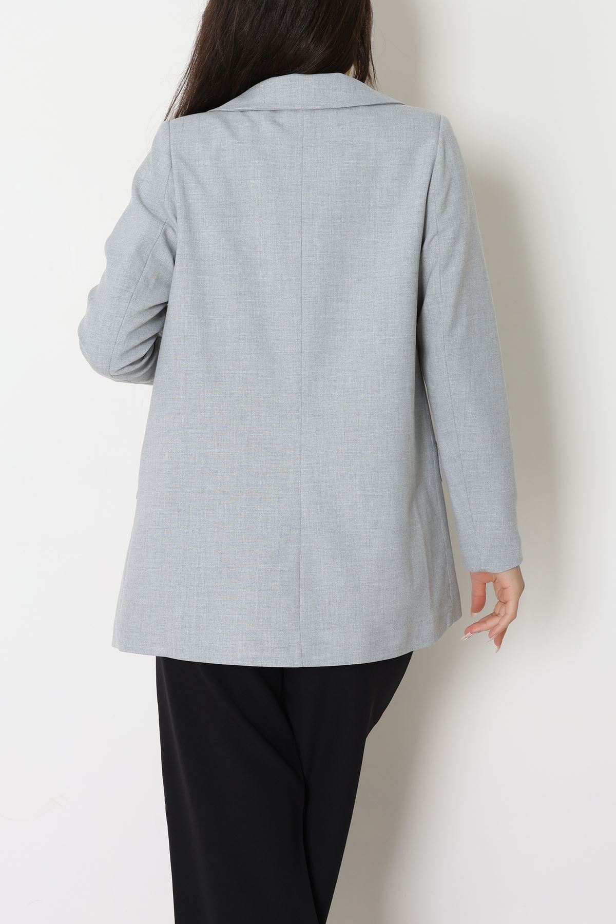Astarlı Poliviskon Blazer Ceket Gri - 31823.1397.