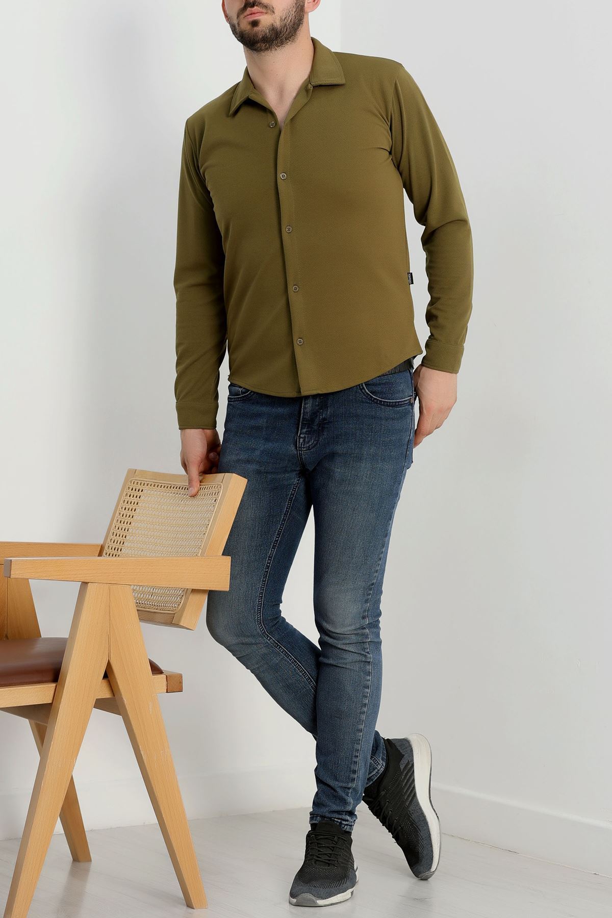 Zra Krep Erkek Gömlek Haki - 42188.1937.