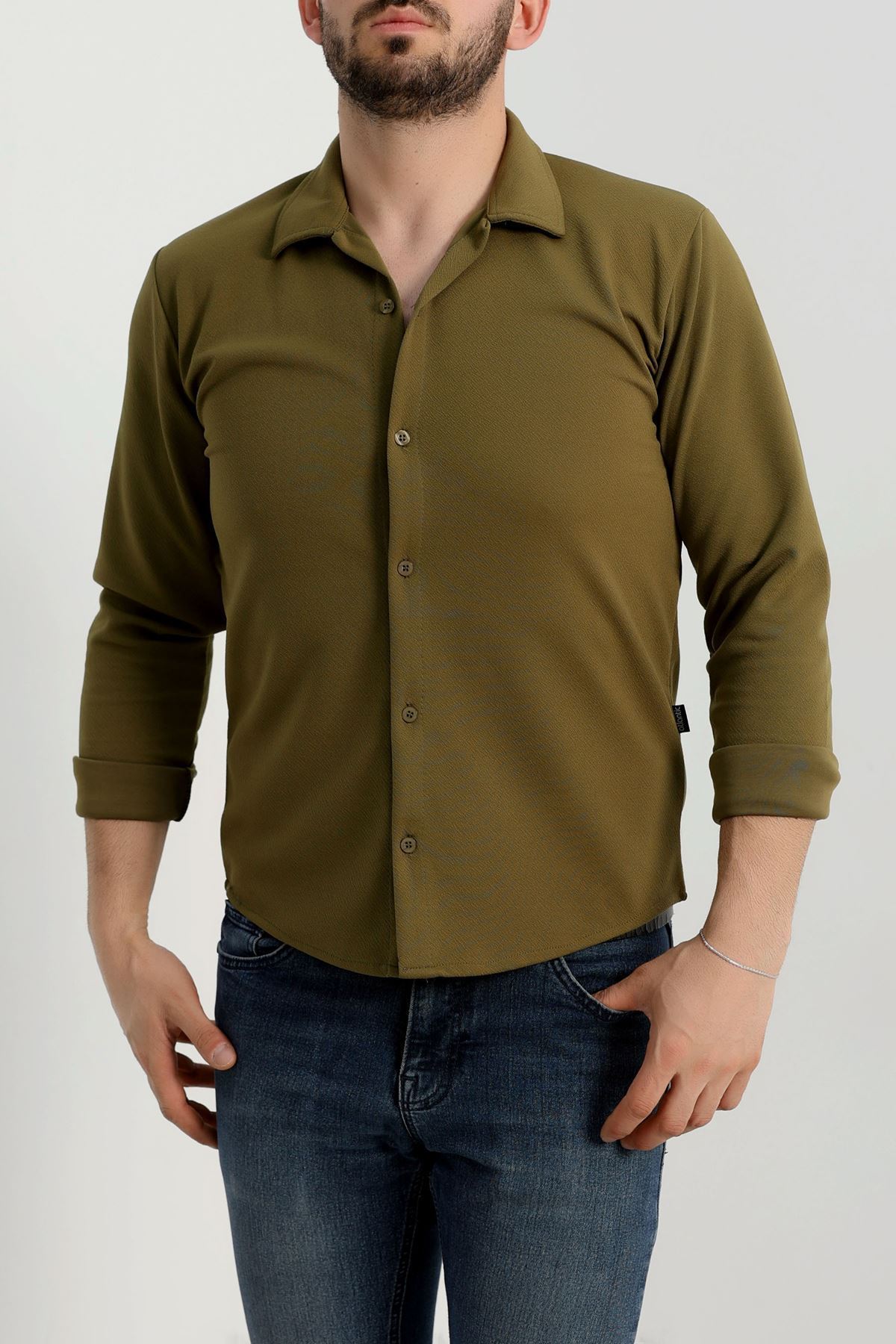 Zra Krep Erkek Gömlek Haki - 42188.1937.
