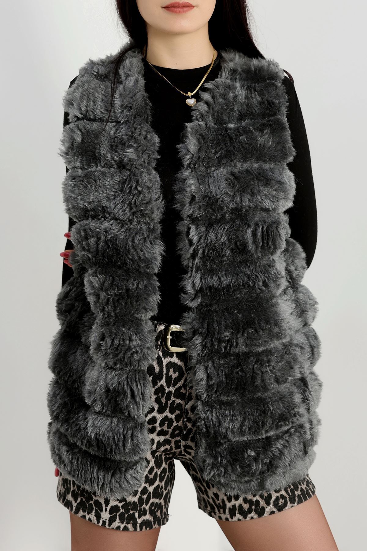 Kürk Görünümlü Yelek Antrasit - 80899.107.