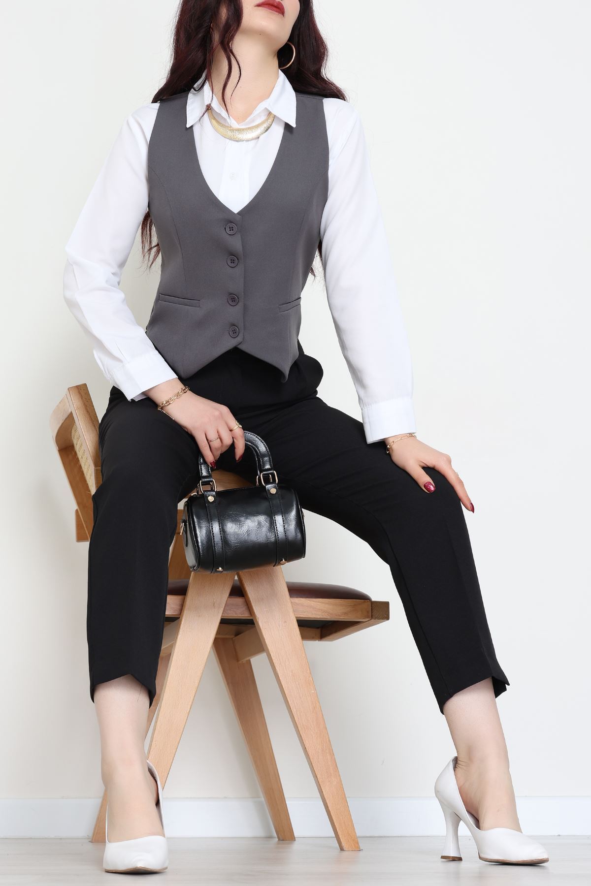 Dabıl Kumaş Fleto Cepli Astarlı Yelek Antrasit - 51230.1991.