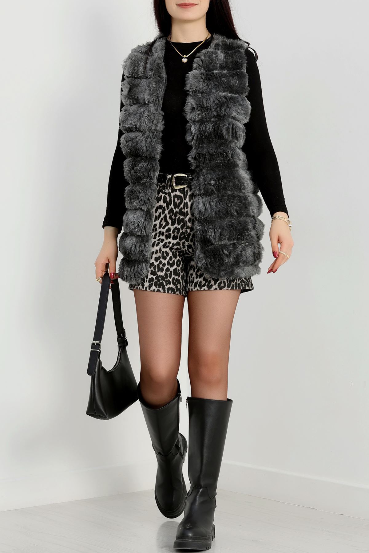 Kürk Görünümlü Yelek Antrasit - 80899.107.