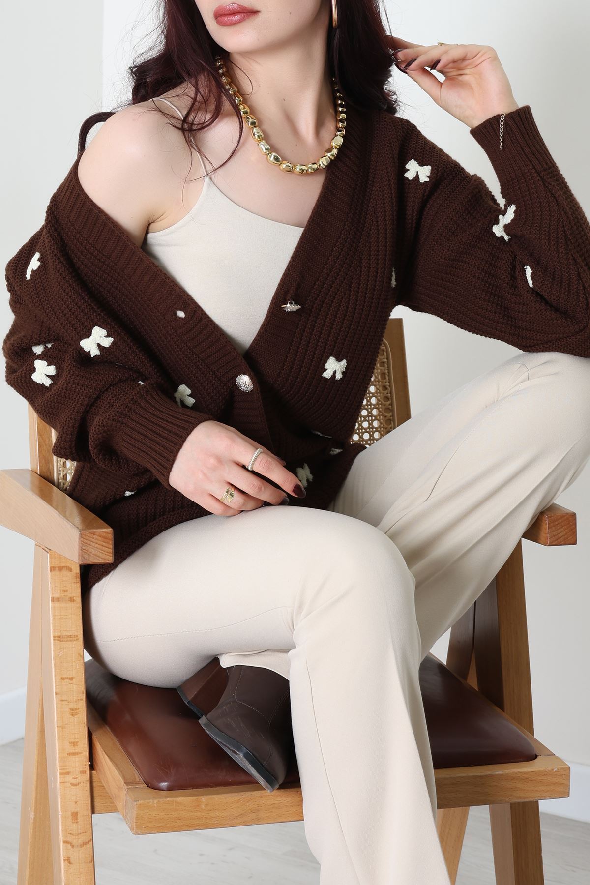 Nakışlı Hırka Kahvelatte - 490.1577.