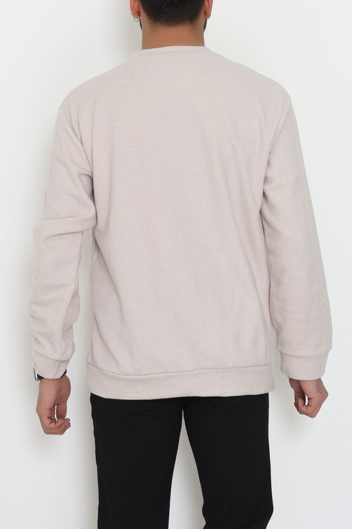 Bisiklet Yaka Selanik Kumaş Erkek Sweat Bej - 42674.1567.