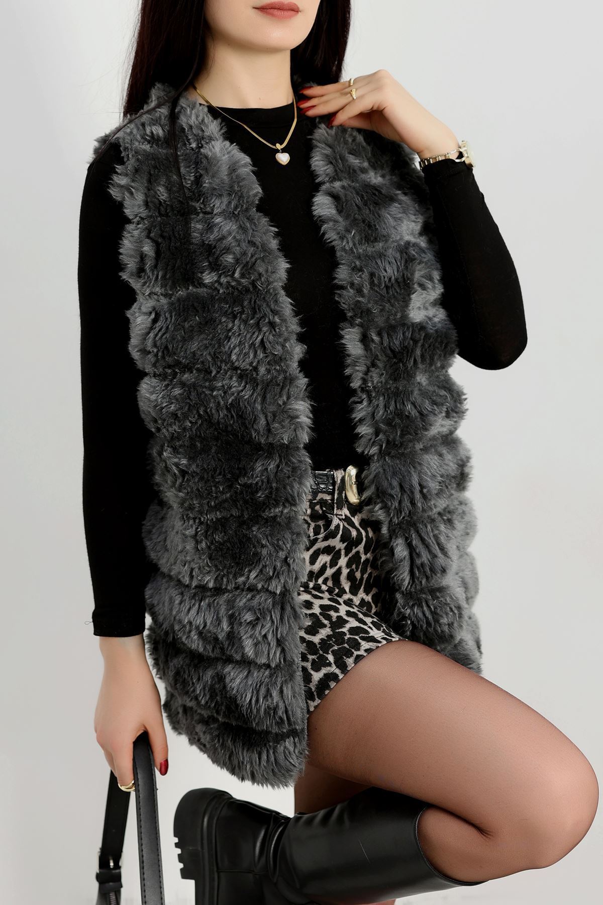 Kürk Görünümlü Yelek Antrasit - 80899.107.