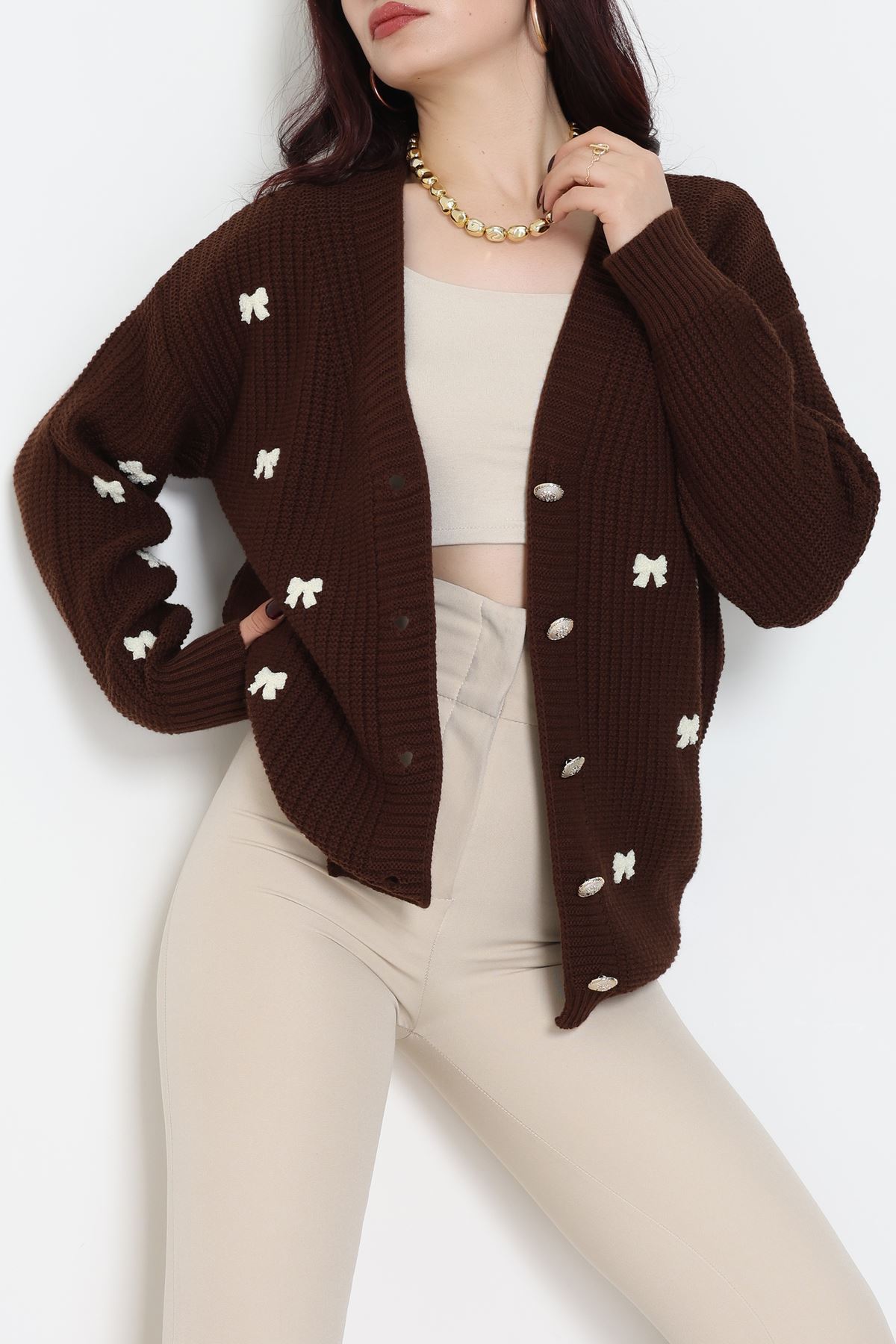 Nakışlı Hırka Kahvelatte - 490.1577.