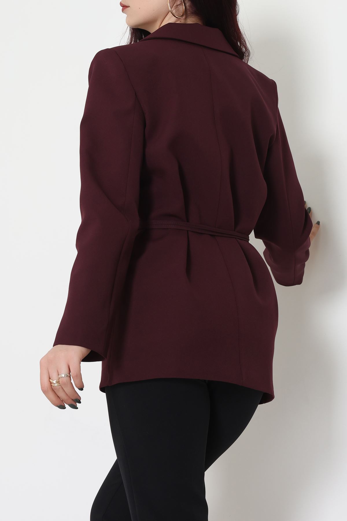 Bağlamalı Astarlı Blazer Ceket Mürdüm - 31815.1991.