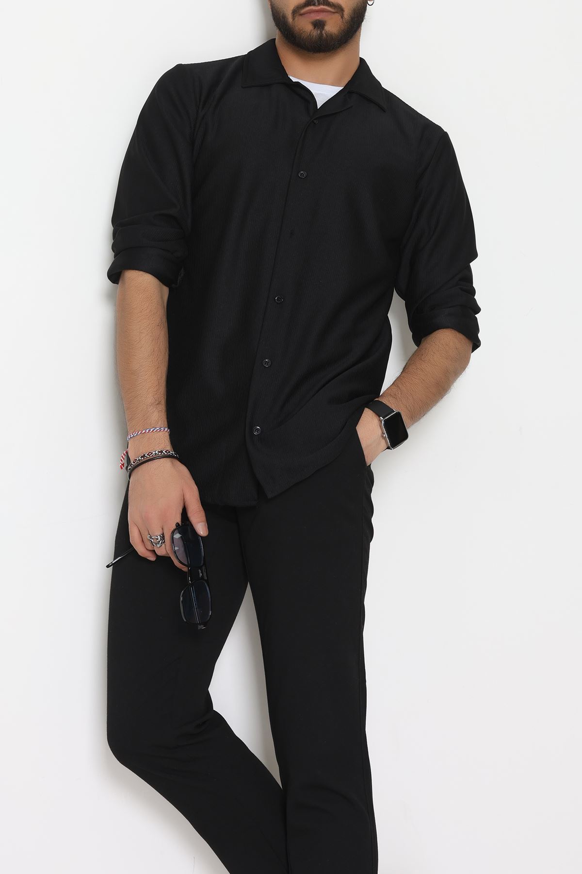 Ottoman  Fitilli Erkek Gömlek Siyah - 31804.1937.