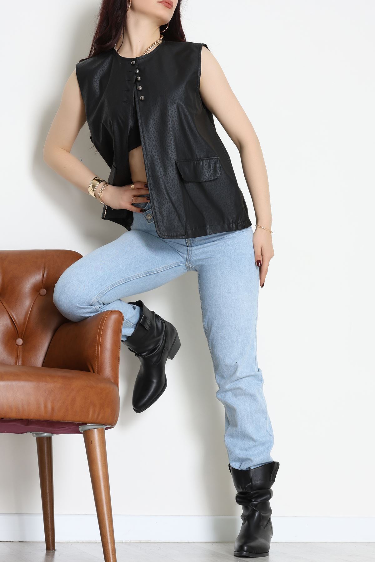 Deri Yelek Siyah - 8736.2126.