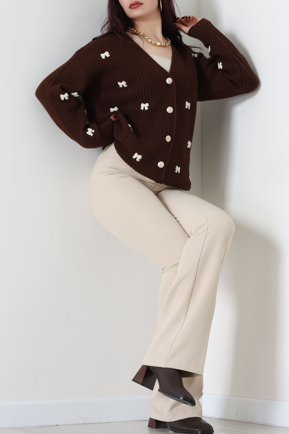 Nakışlı Hırka Kahvelatte - 490.1577.