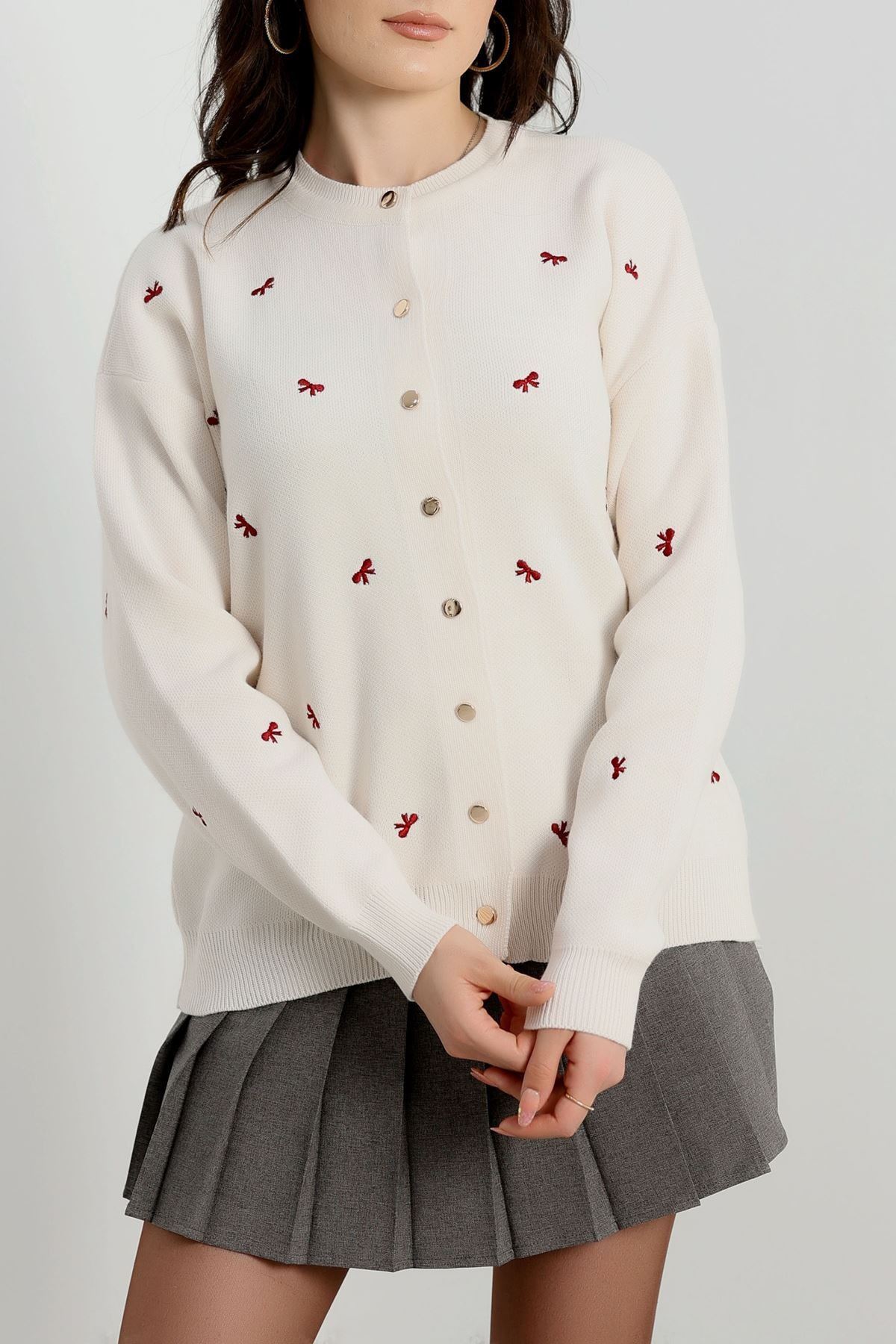 Fiyonk Detaylı Hırka Lattebordo - 3221.1577.