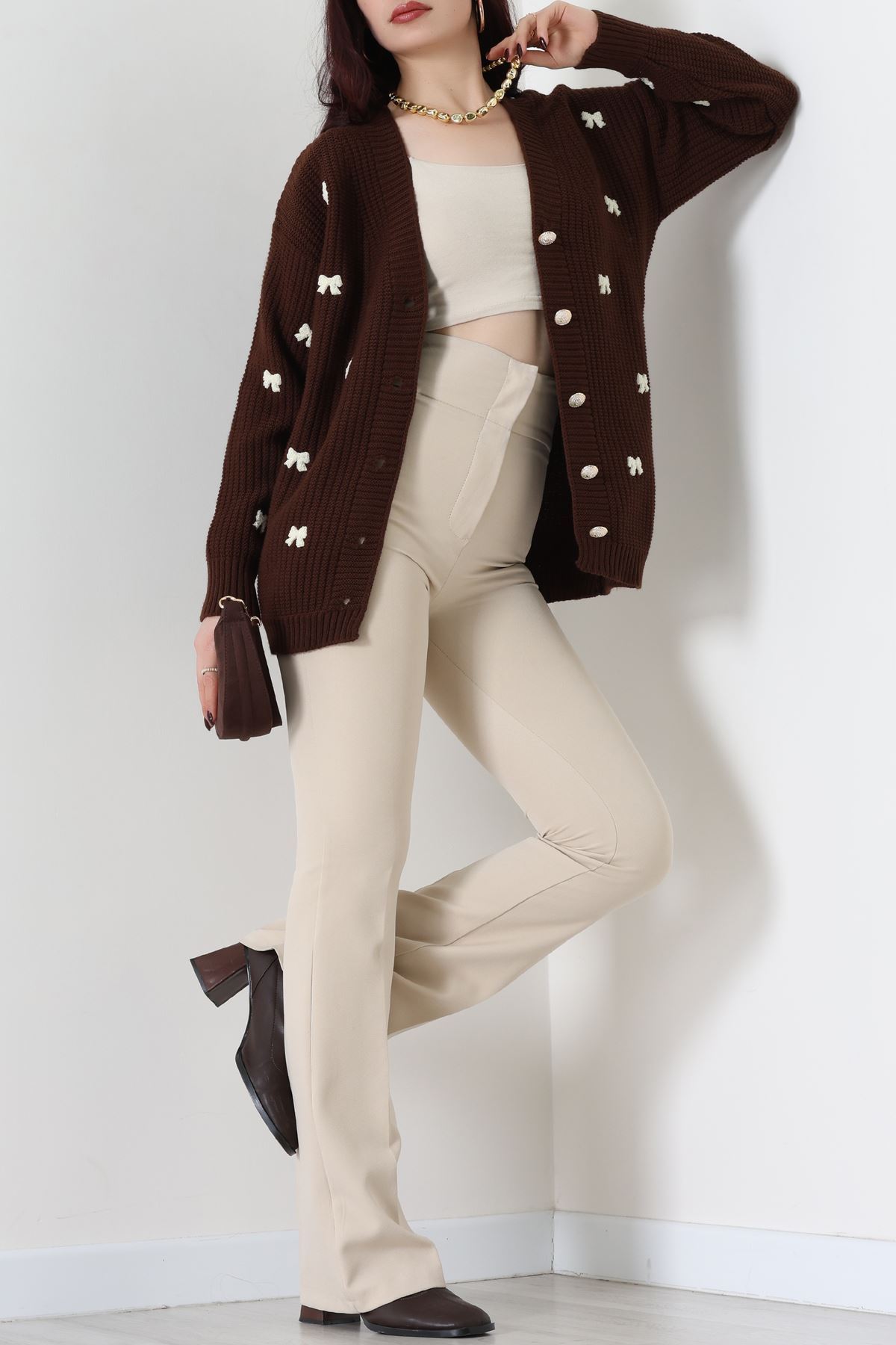 Nakışlı Hırka Kahvelatte - 490.1577.