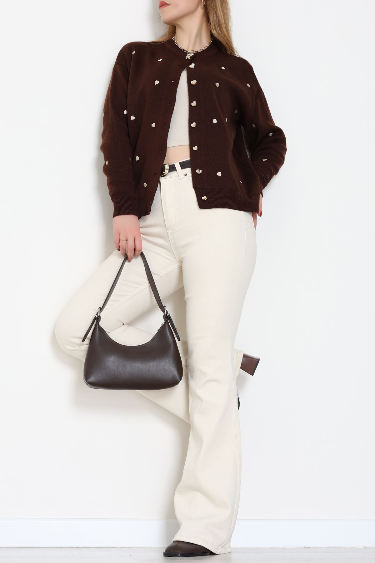 Kalp Detaylı Hırka Kahvelatte - 3219.1577.