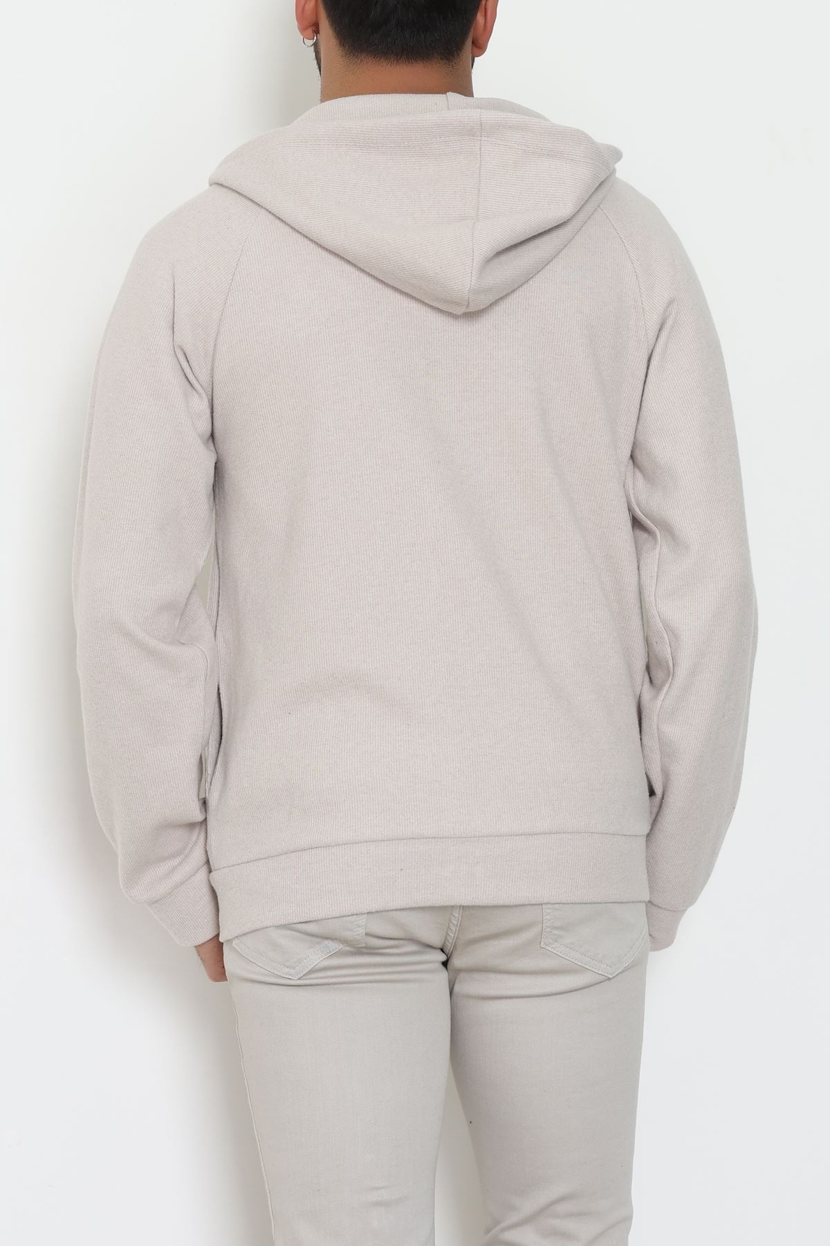 Selanik Kumaş Kapşonlu Erkek Sweat Taş - 42799.1567.