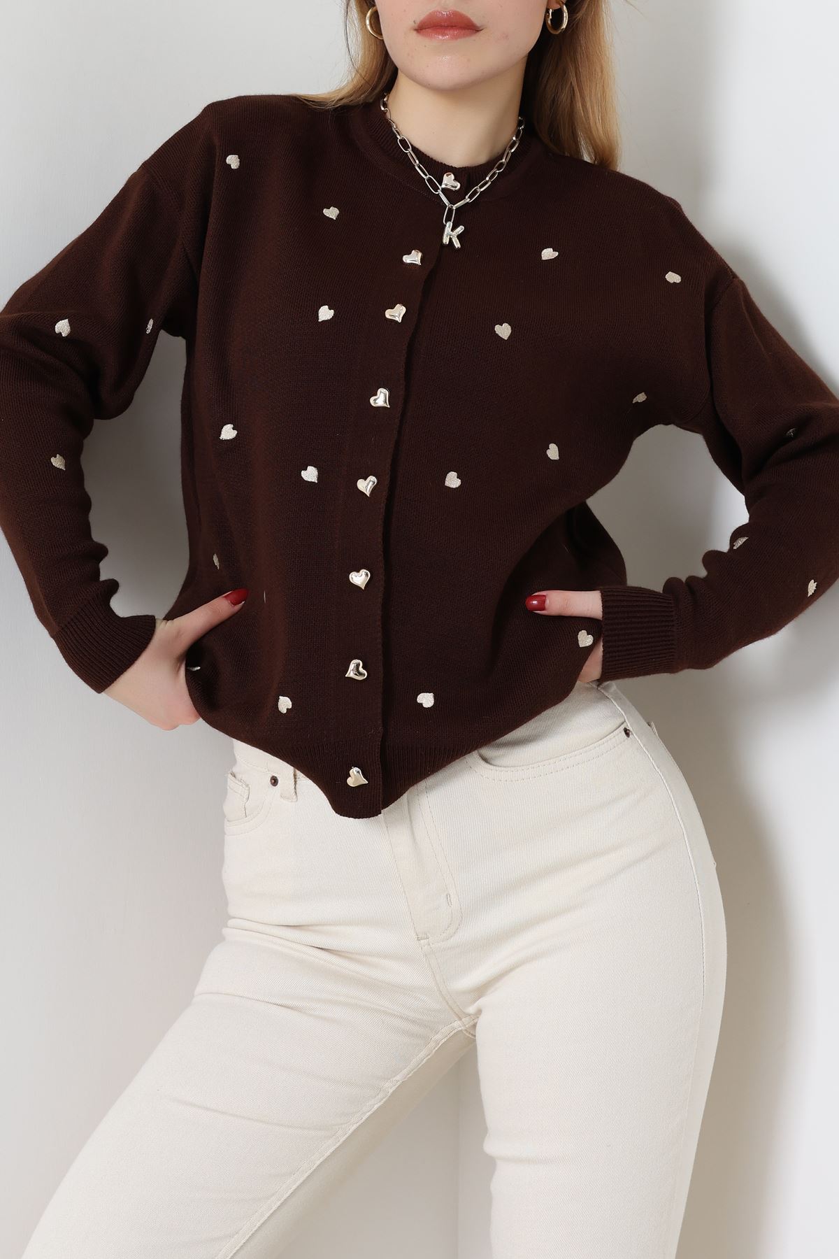 Kalp Detaylı Hırka Kahvelatte - 3219.1577.