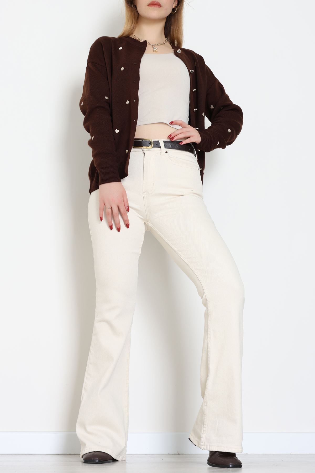 Kalp Detaylı Hırka Kahvelatte - 3219.1577.