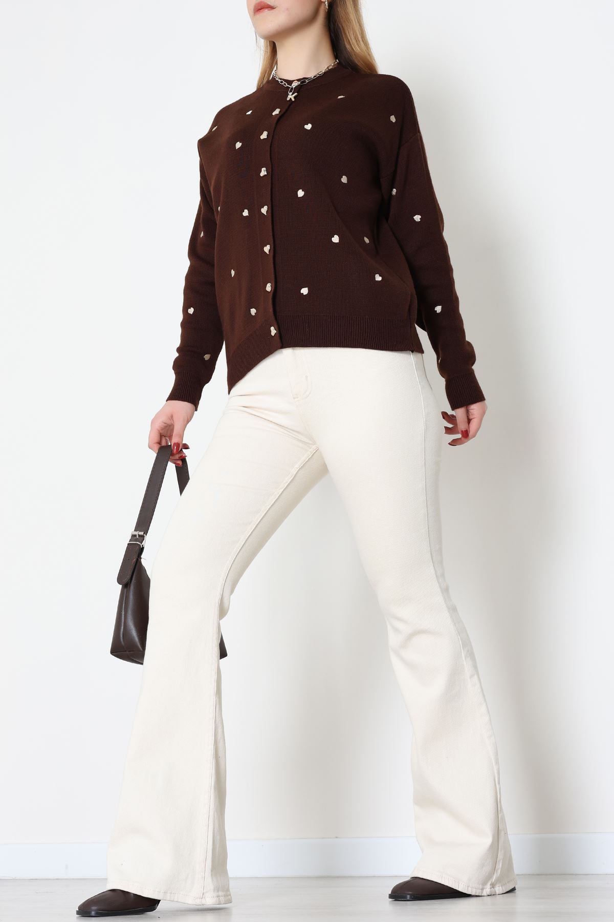 Kalp Detaylı Hırka Kahvelatte - 3219.1577.