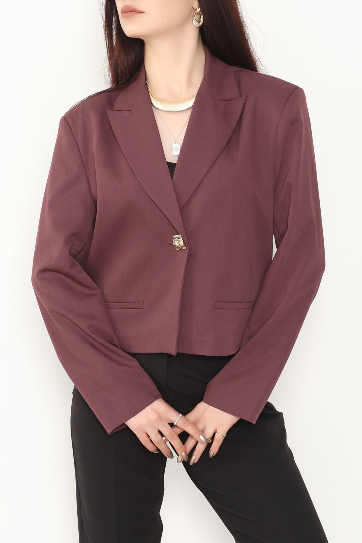 Lizbon Crop Ceket Mürdüm - 6250.424.