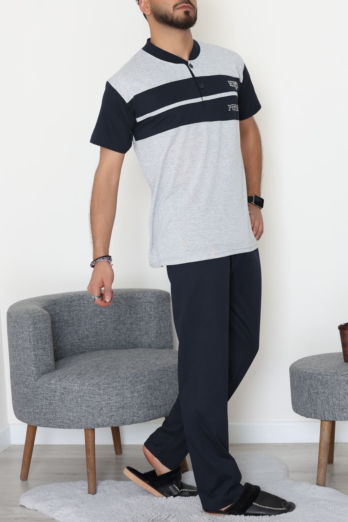 Süprem Erkek Pijama Takımı Gri - 42792.1838.