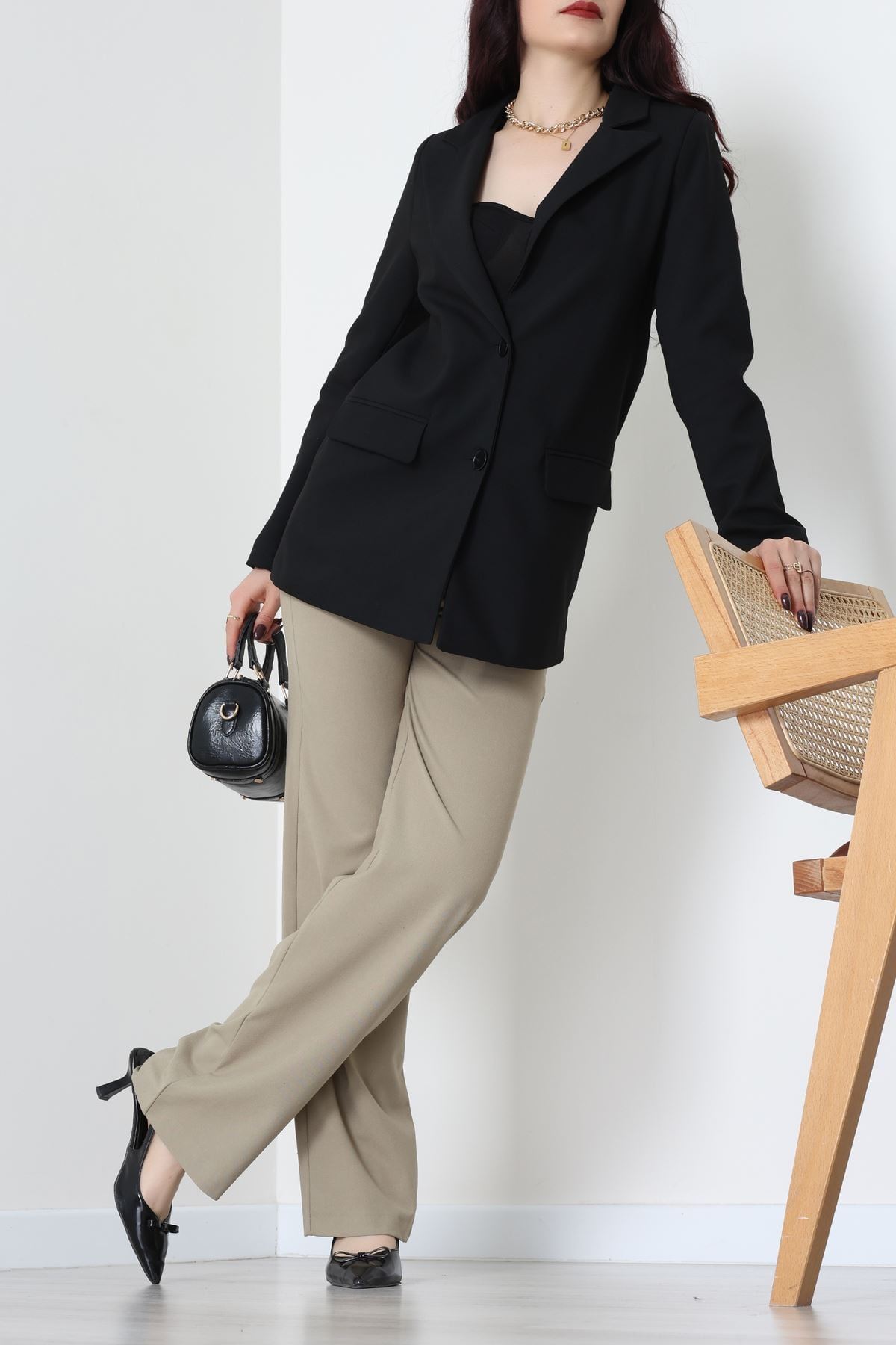 Astarlı Poliviskon Blazer Ceket Siyah - 31823.1397.