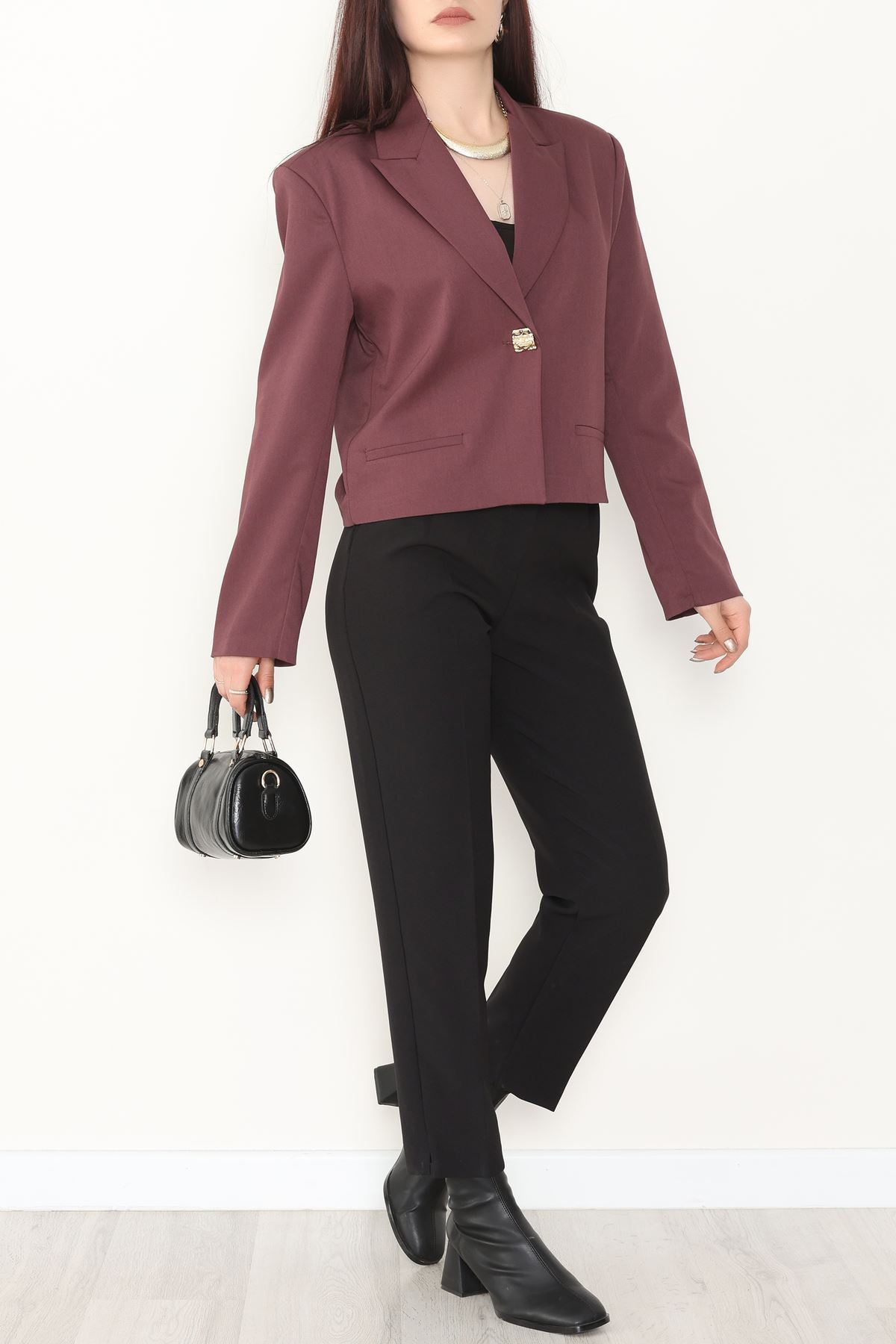 Lizbon Crop Ceket Mürdüm - 6250.424.