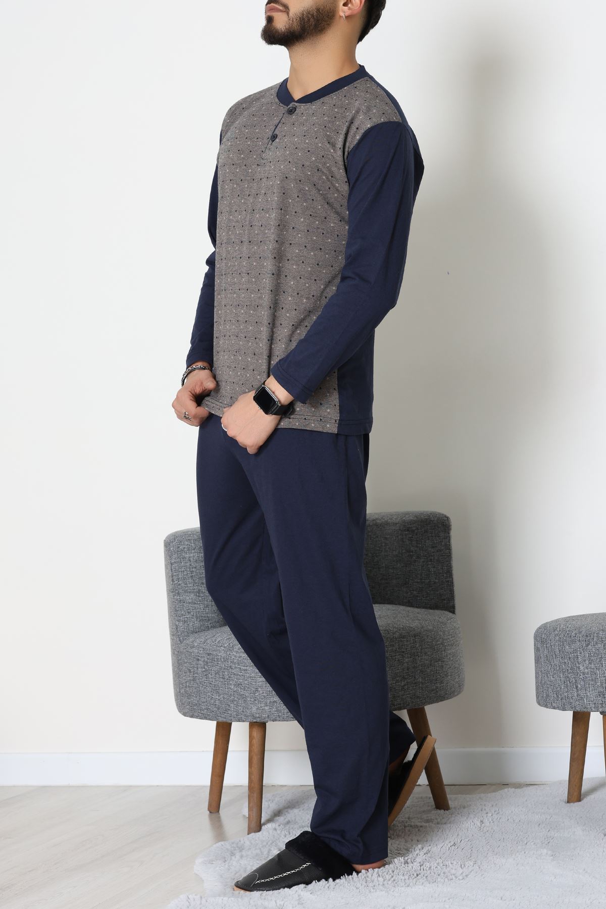 Süprem Jakarlı Erkek Pijama Takımı Vizon - 70888.1838.