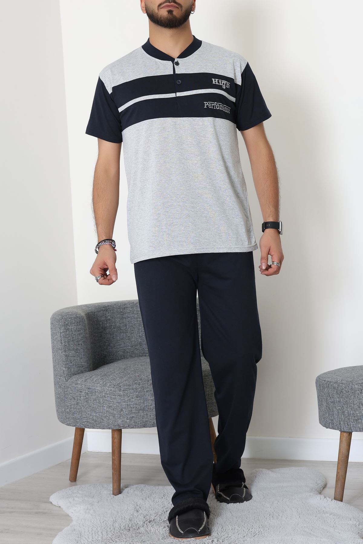 Süprem Erkek Pijama Takımı Gri - 42792.1838.