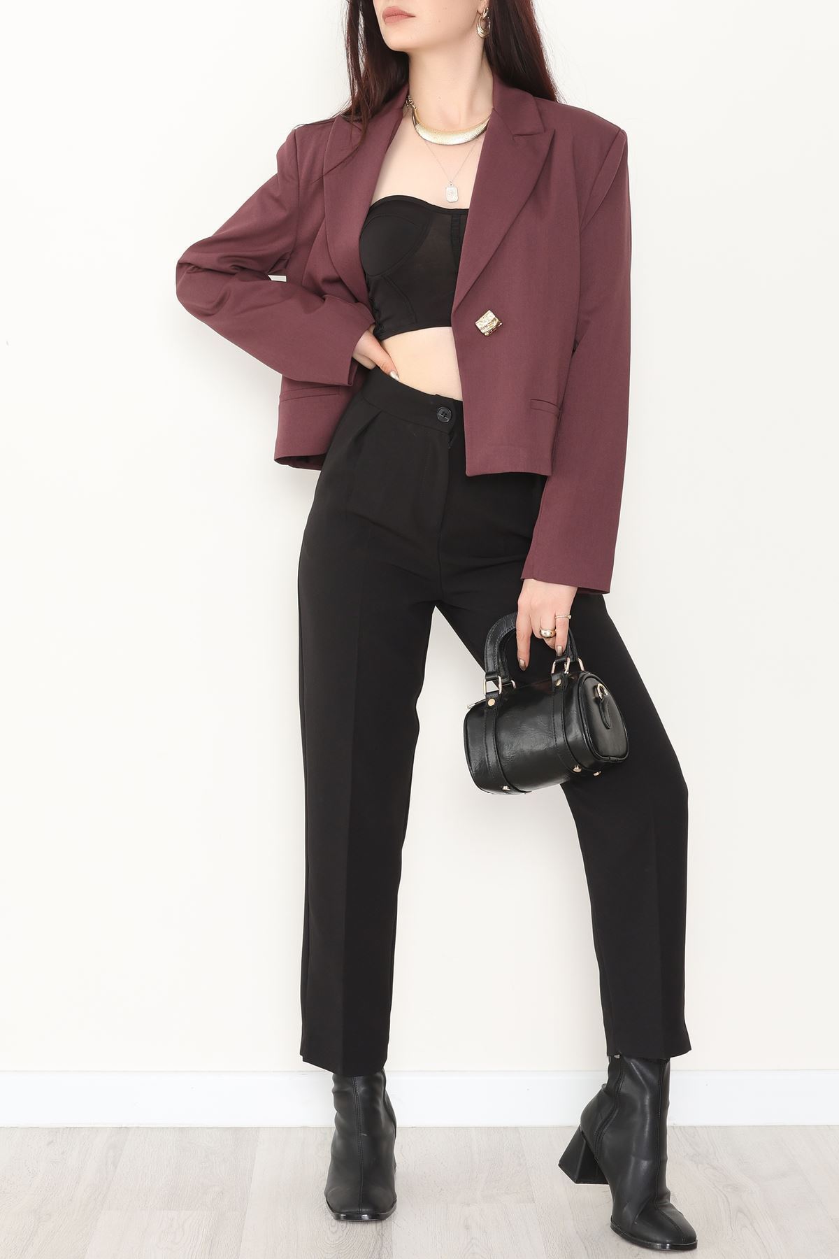 Lizbon Crop Ceket Mürdüm - 6250.424.