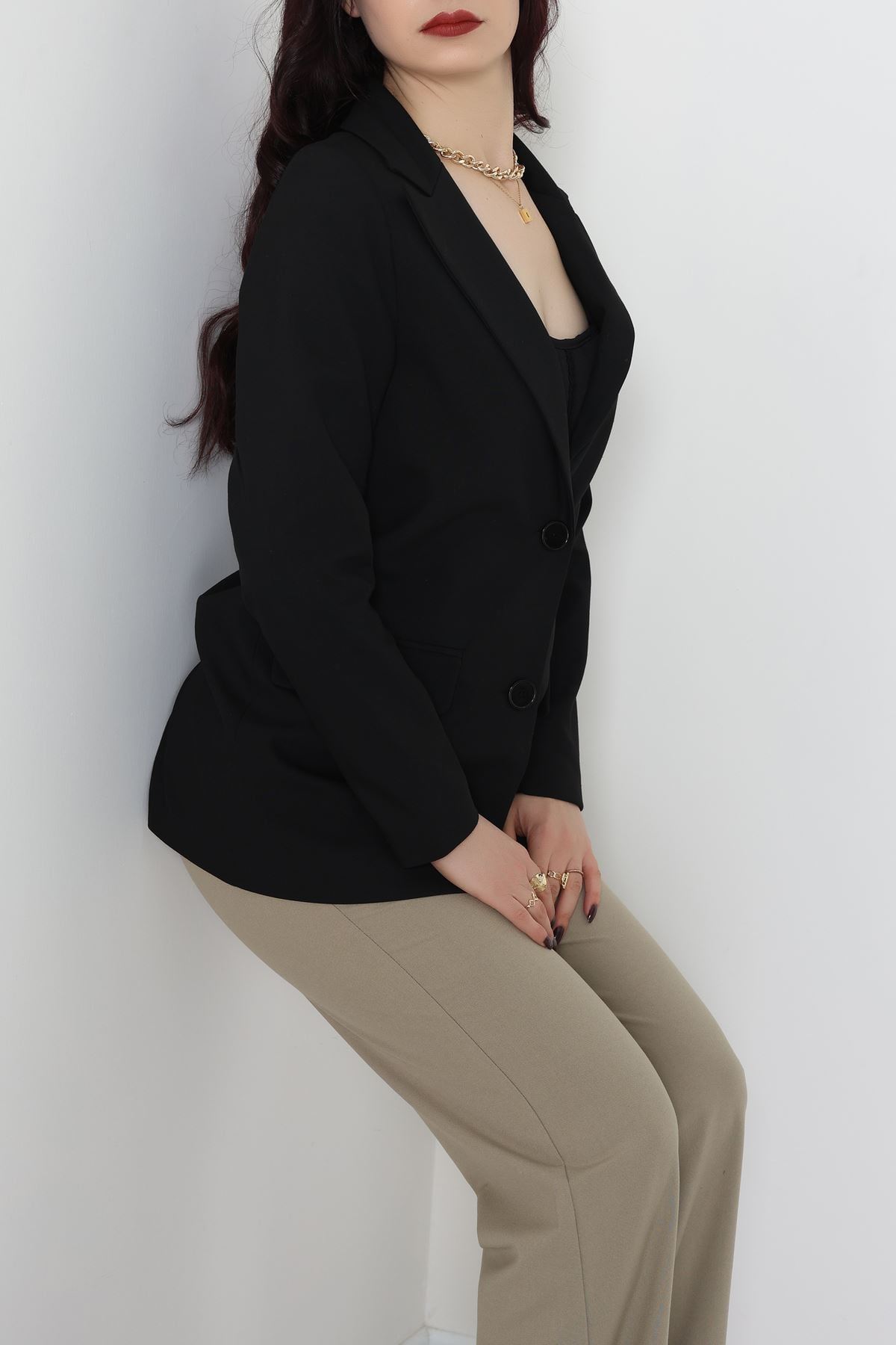 Astarlı Poliviskon Blazer Ceket Siyah - 31823.1397.