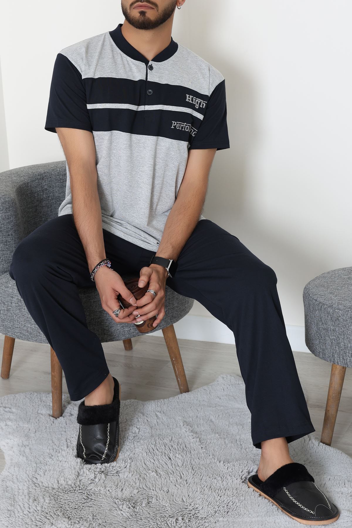 Süprem Erkek Pijama Takımı Gri - 42792.1838.