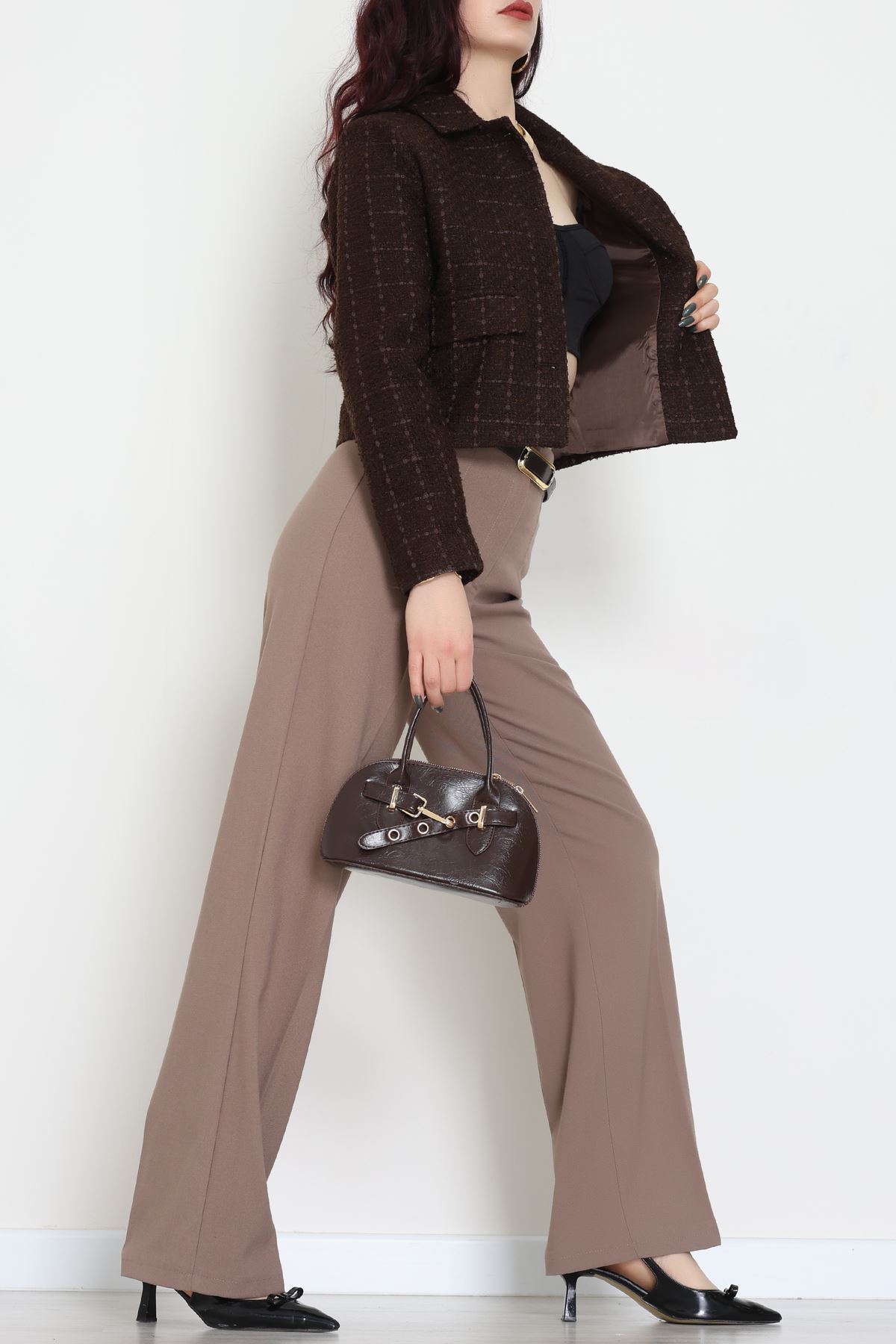 Full Lamine İçi Astarlı Tüvit Ceket Kahve - 51244.1347.