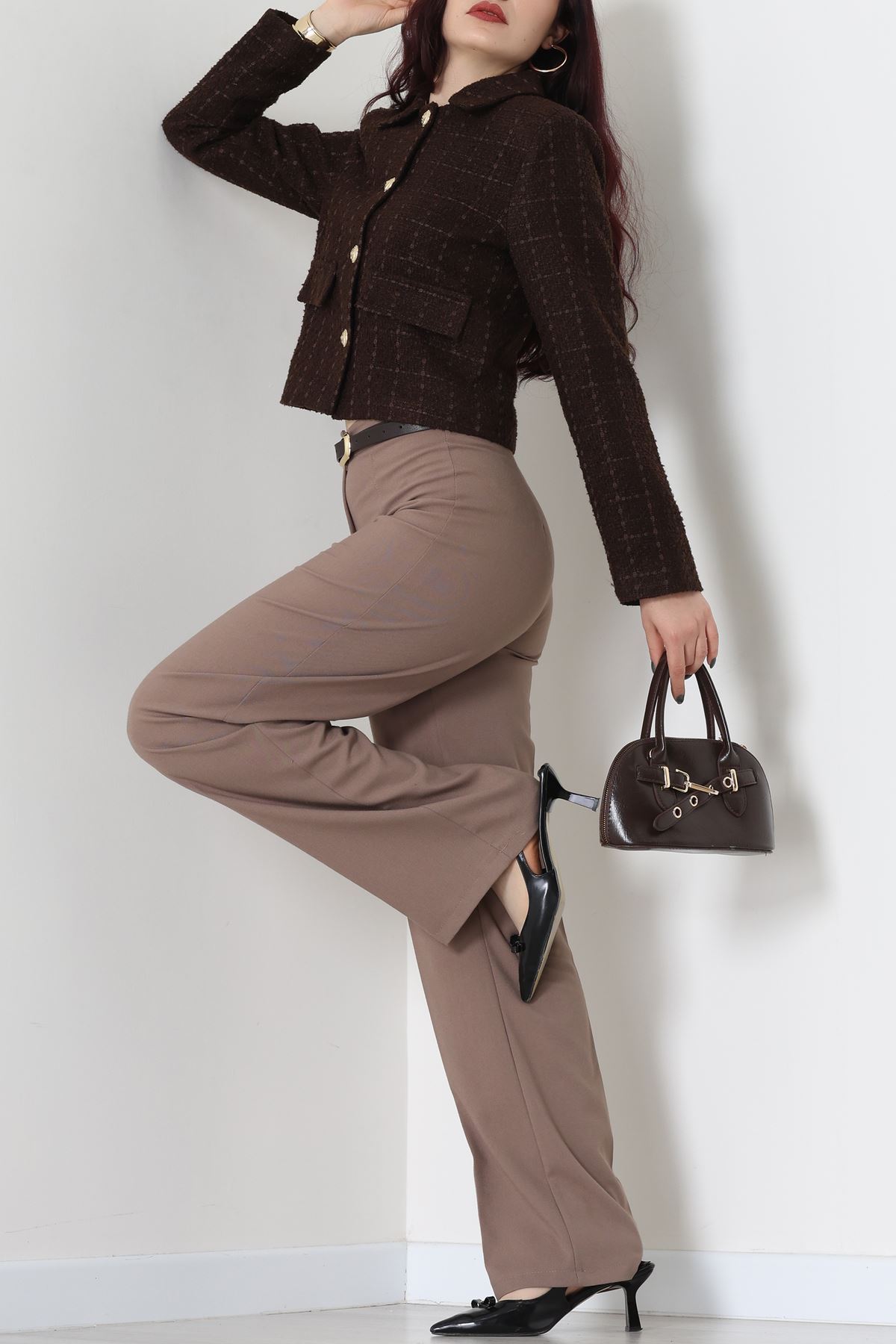 Full Lamine İçi Astarlı Tüvit Ceket Kahve - 51244.1347.