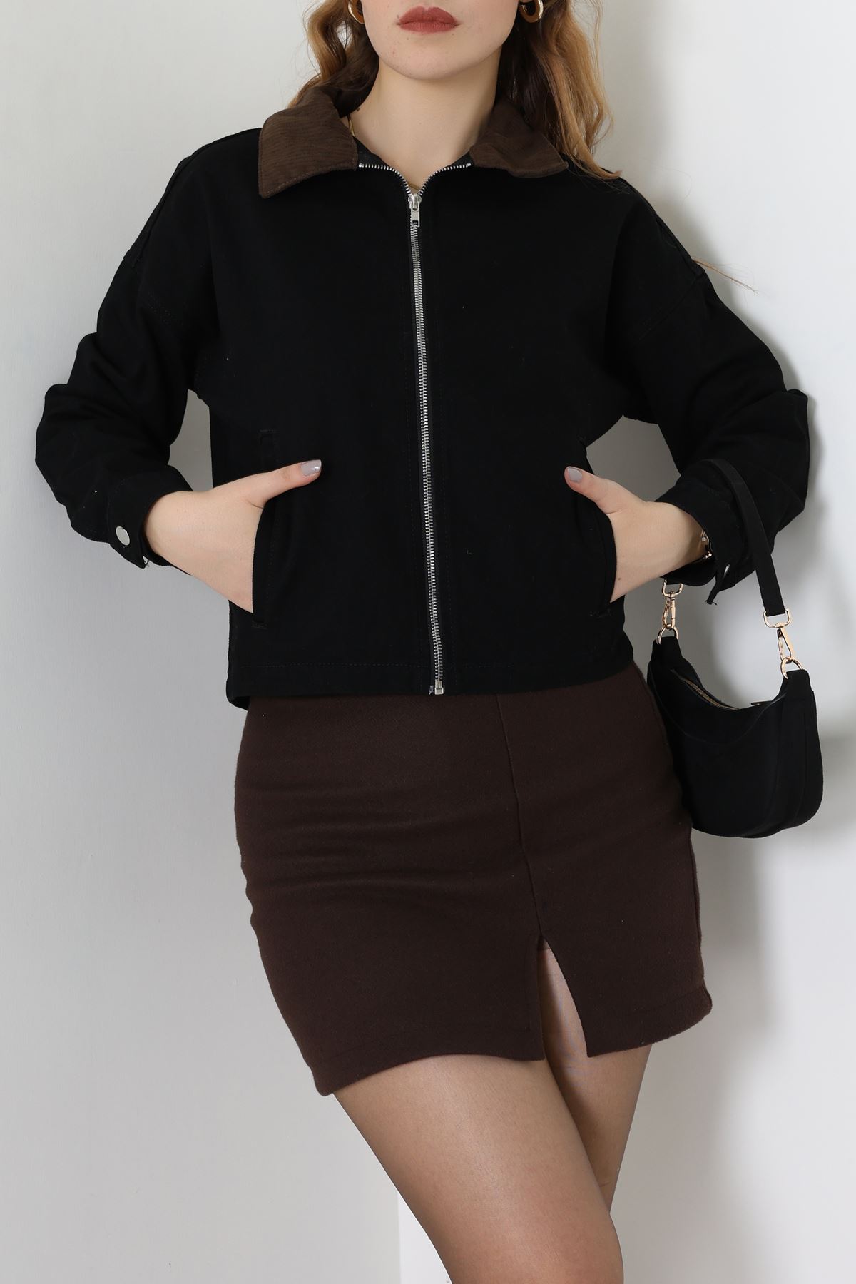 Fermuarlı Kot Ceket Siyah - 1010.2059.