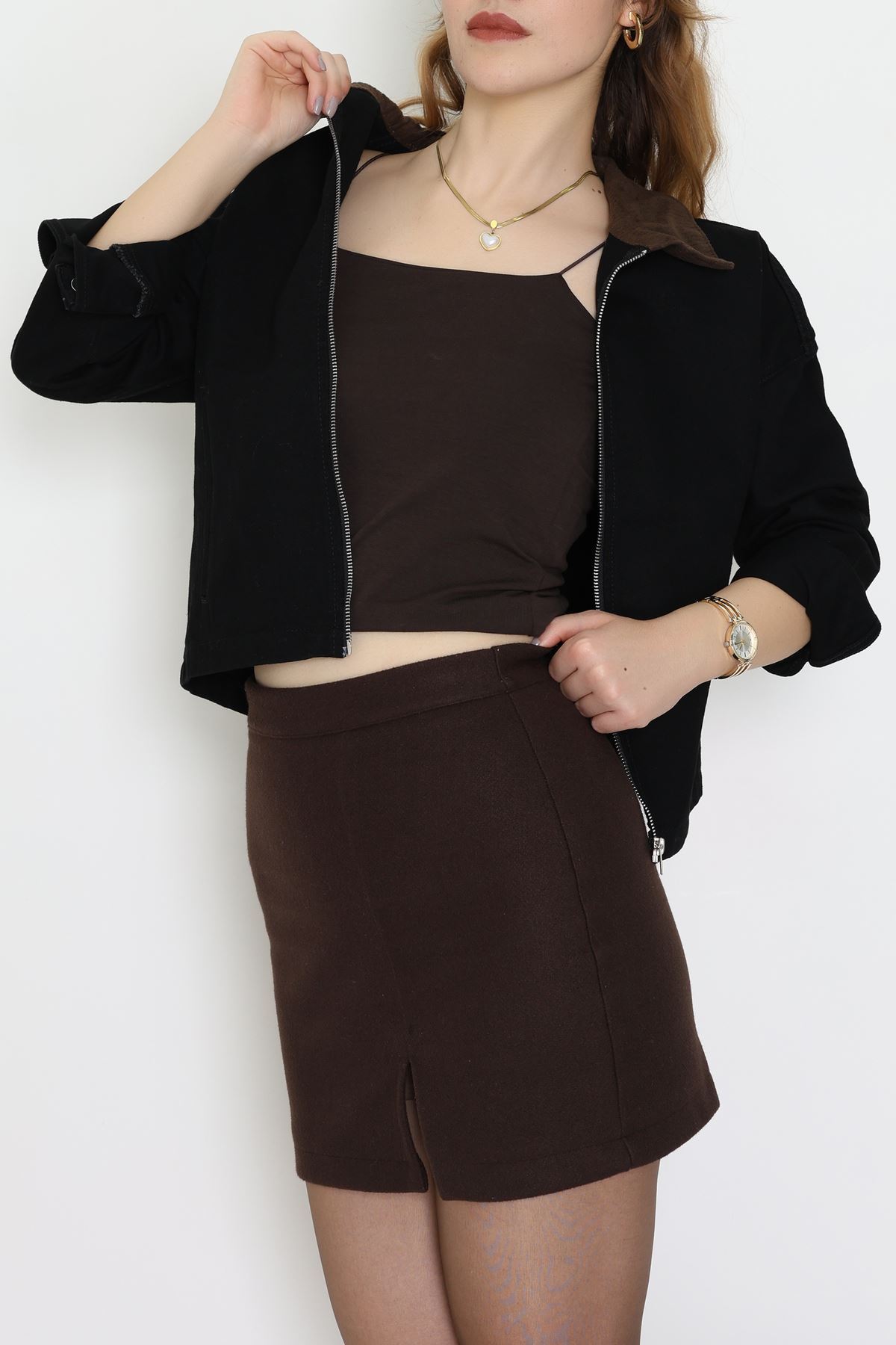 Fermuarlı Kot Ceket Siyah - 1010.2059.