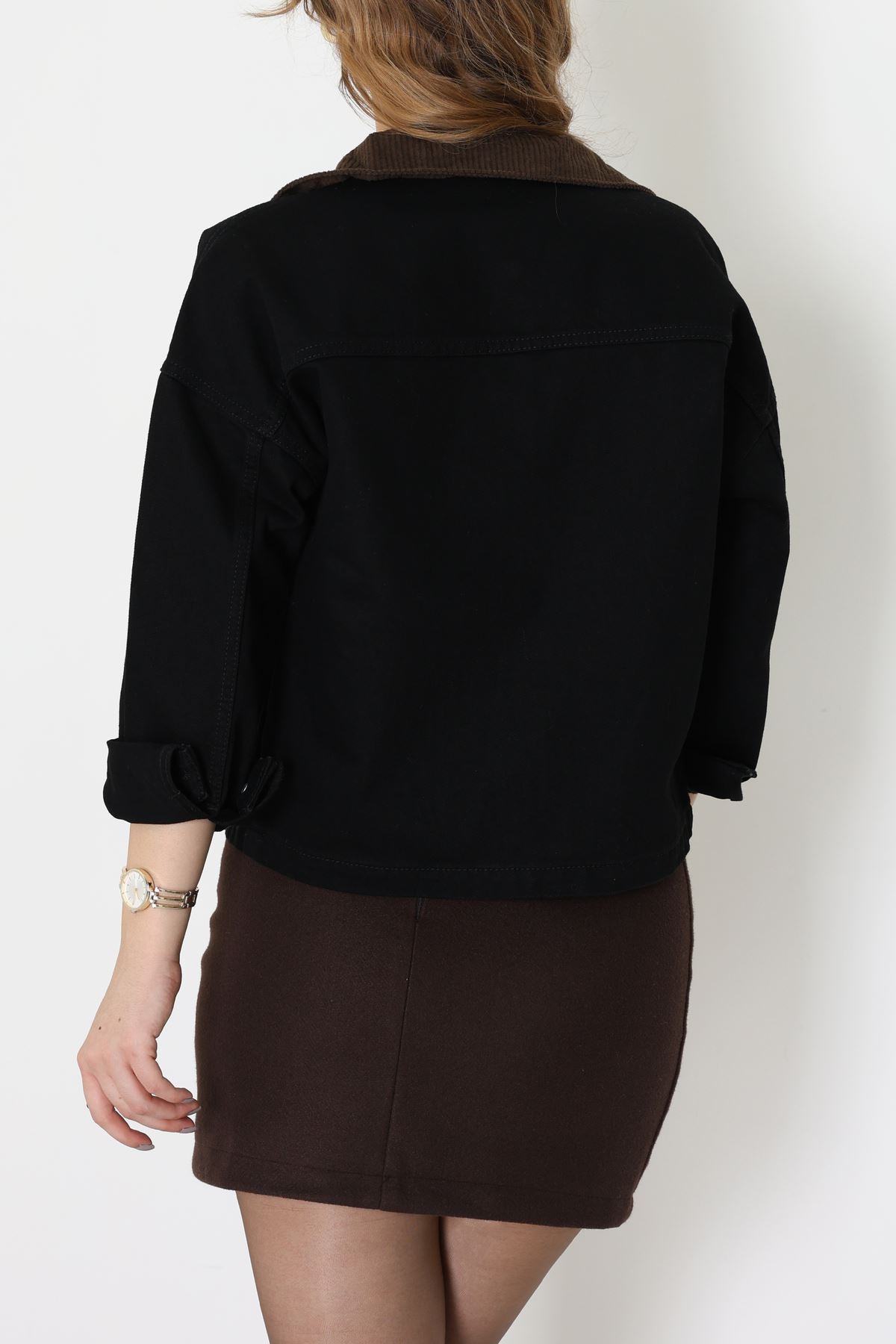 Fermuarlı Kot Ceket Siyah - 1010.2059.