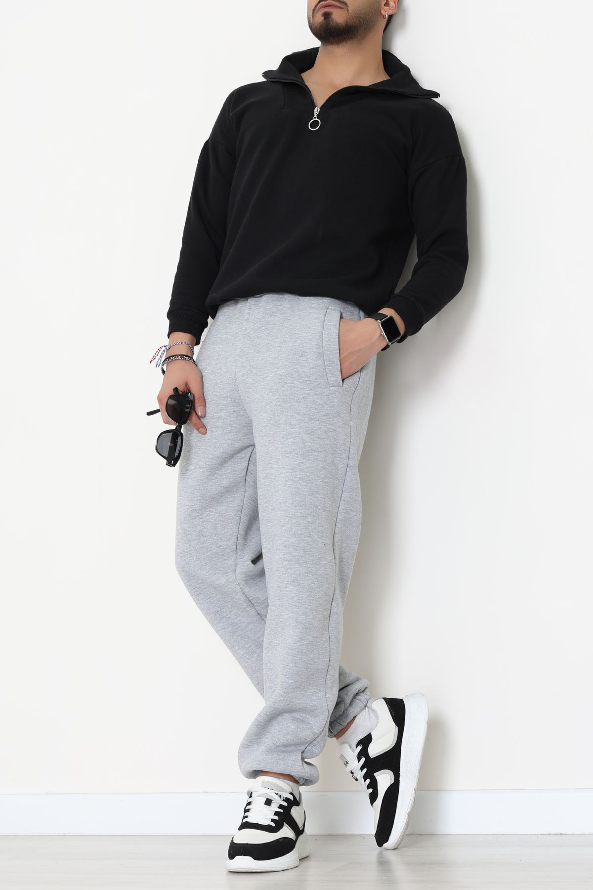 3 İplik Şardonlu Erkek Eşofman Altı Gri - 42615.1878.