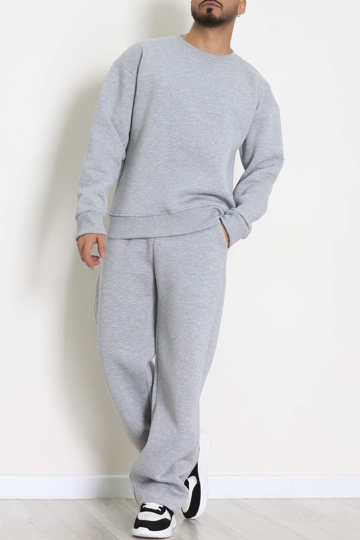 3 İplik Şardonlu Erkek Eşofman Takımı Gri - 42614.1878.