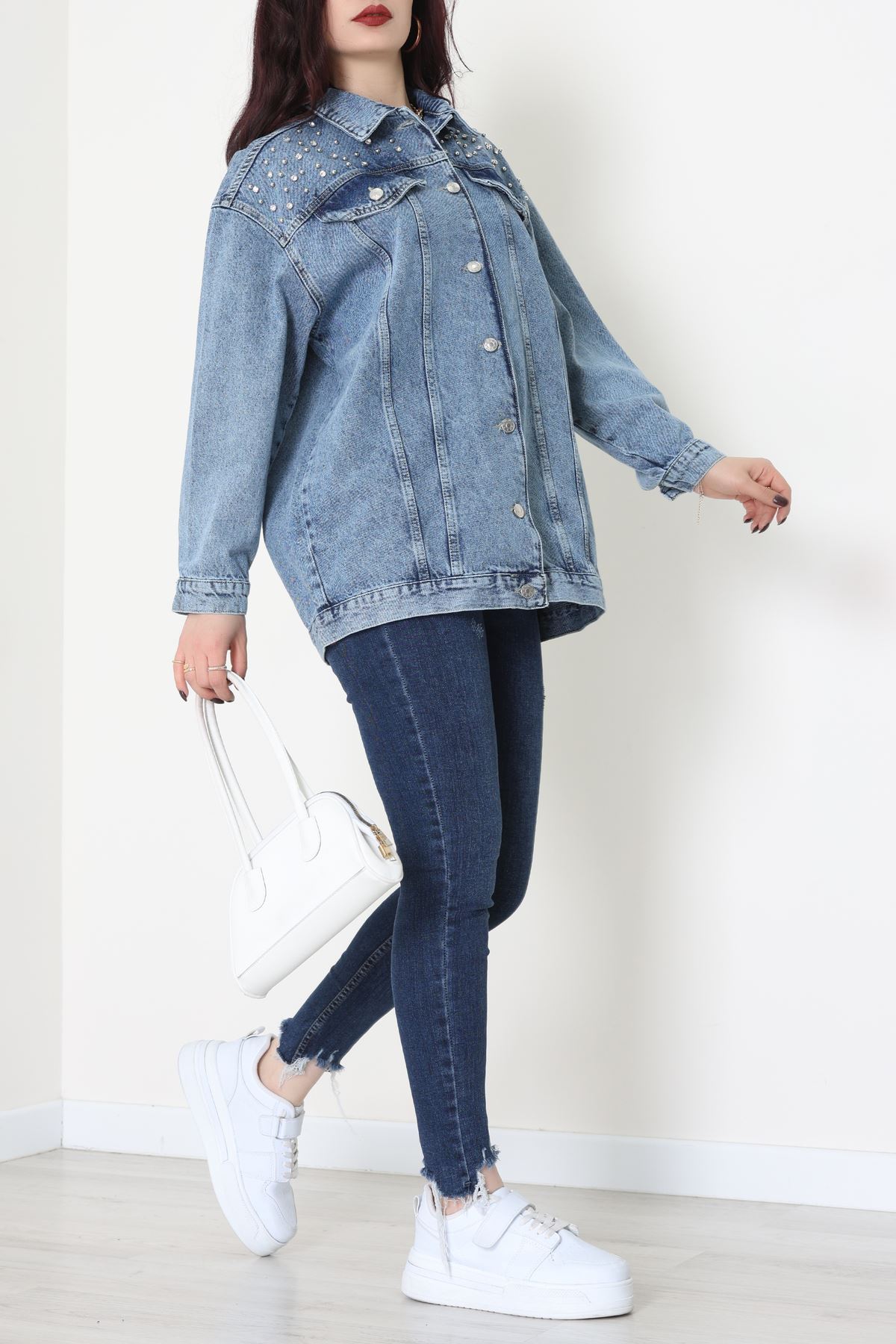 Yakası Taşlı Kot Ceket Karyıkama - 10033.2059.