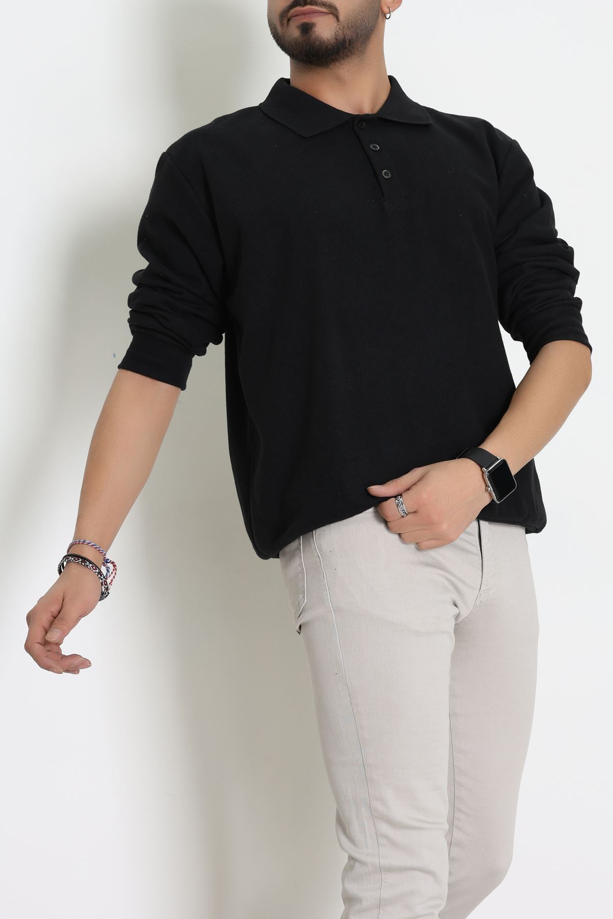 Polo Yaka Selanik Erkek Sweat Siyah - 70863.1567.