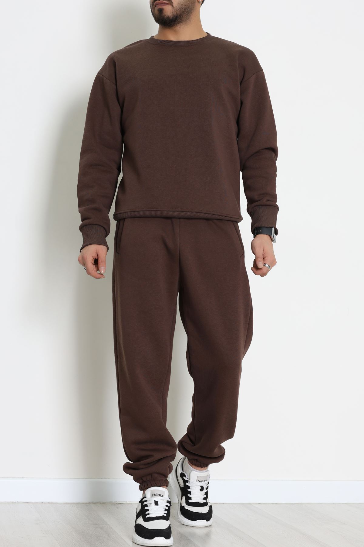 3 İplik Şardonlu Erkek Eşofman Takımı Kahve - 42612.1878.