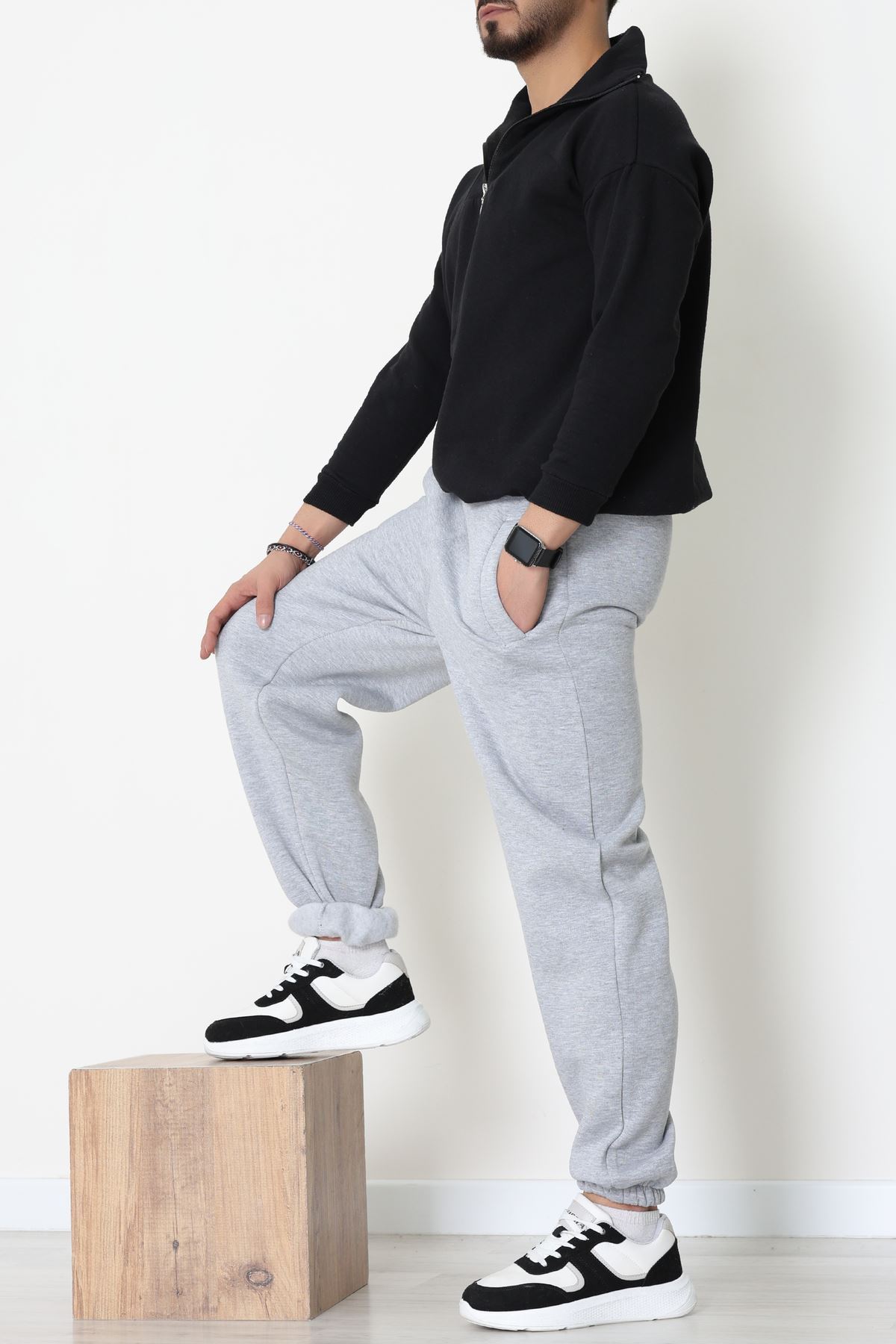 3 İplik Şardonlu Erkek Eşofman Altı Gri - 42615.1878.