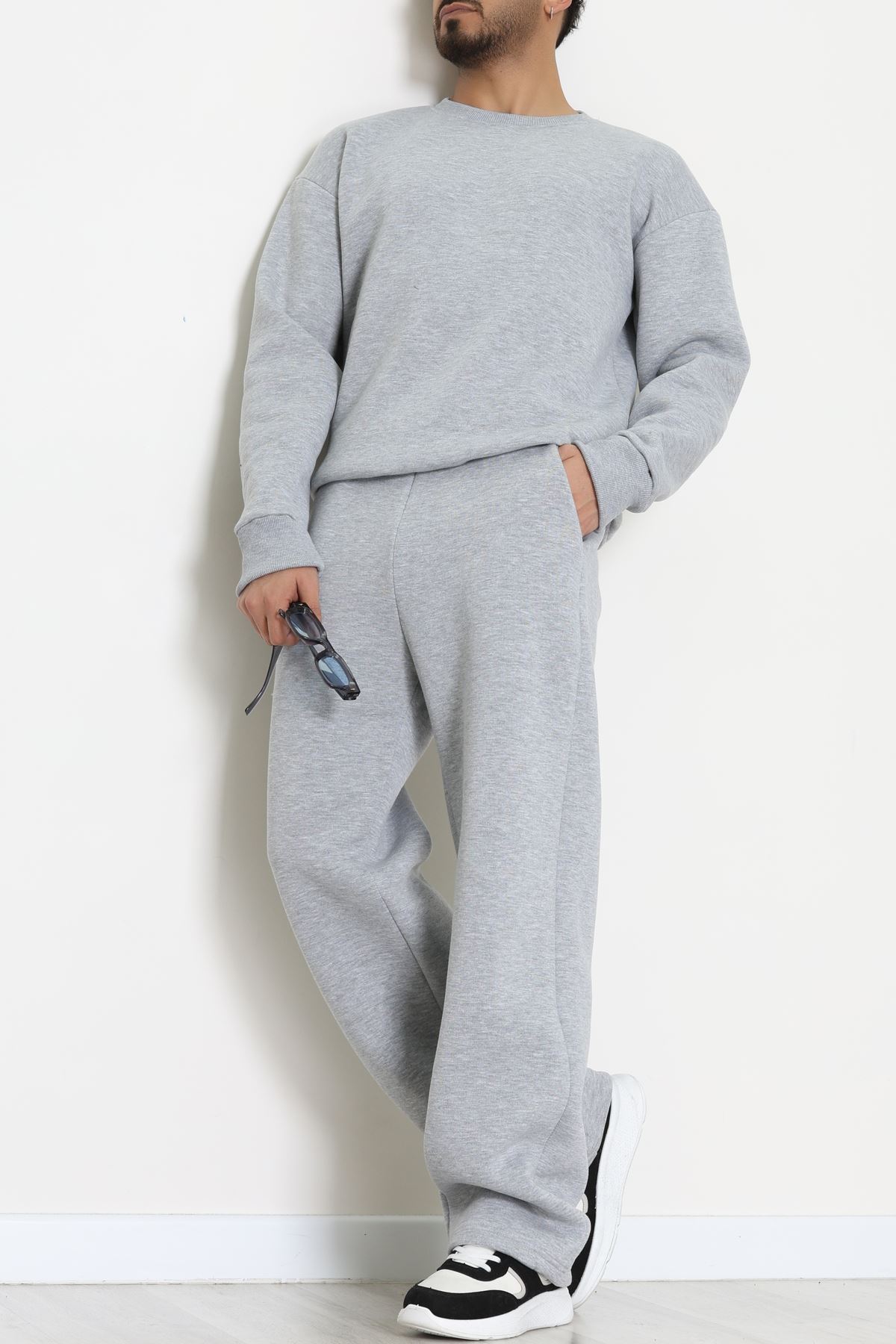 3 İplik Şardonlu Erkek Eşofman Takımı Gri - 42614.1878.