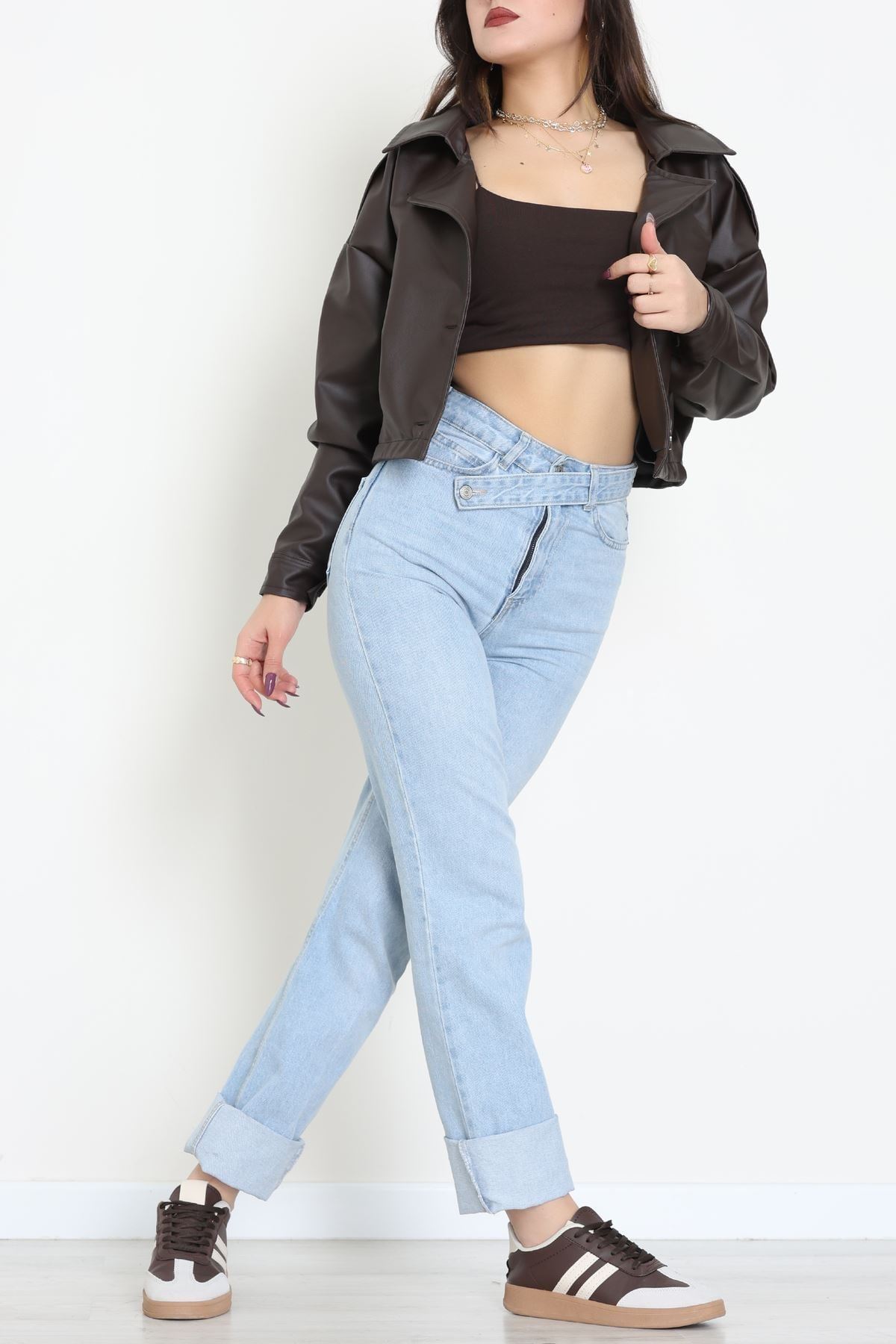 Astarlı Deri Ceket Acıkahve - 8770.179.