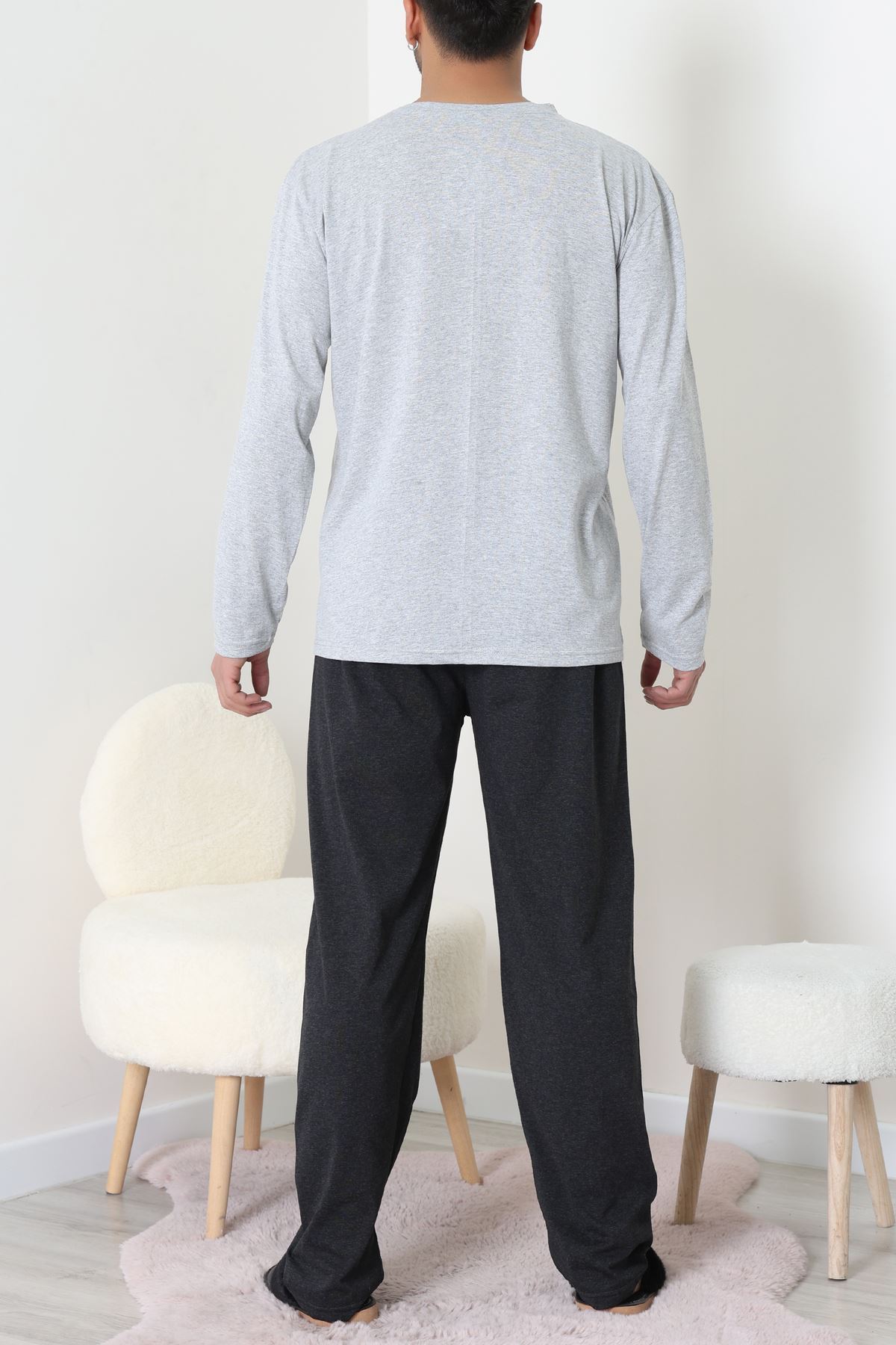Cep Detay Süprem Erkek Pijama Takımı Gri - 42218.1048.