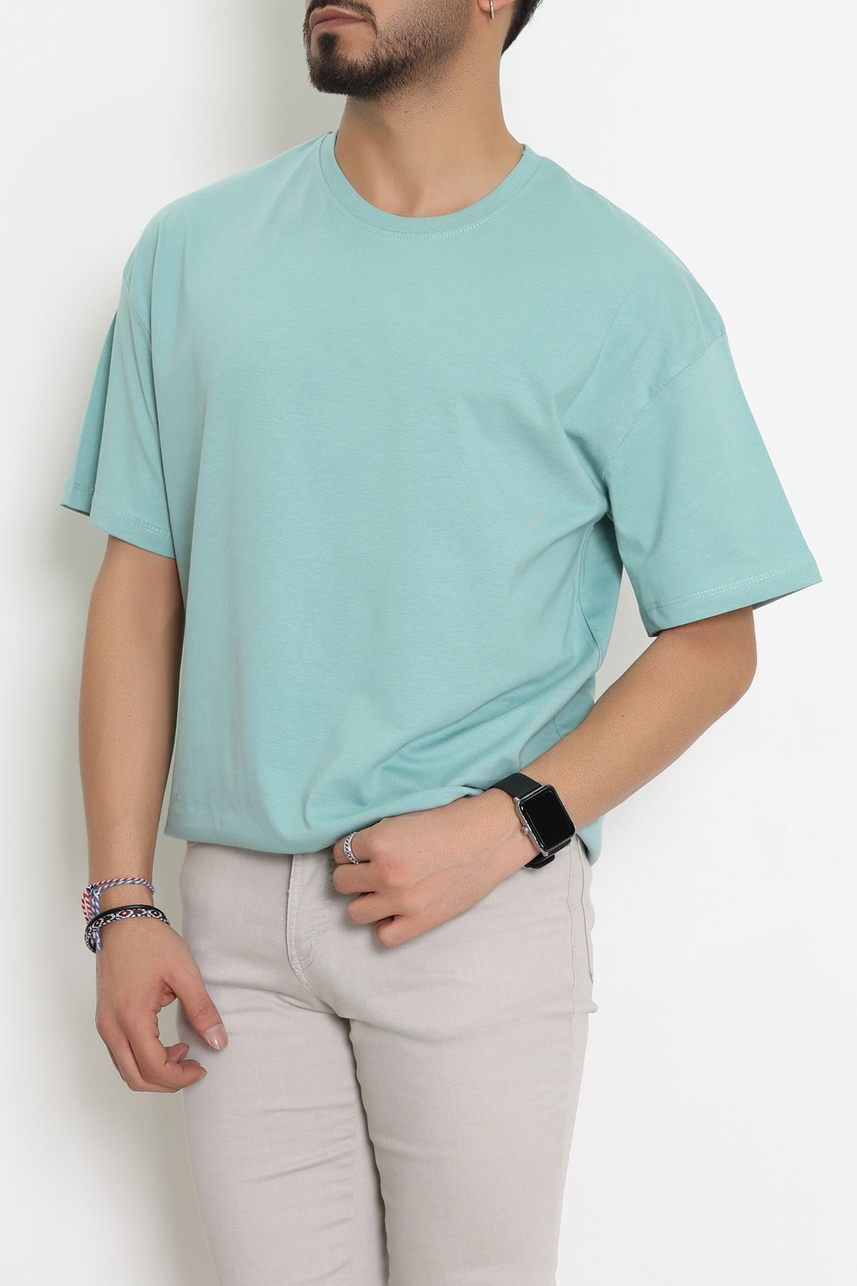 Kompak Penye Unisex Baskısız Oversize Tişört Mint - 55045.1872.