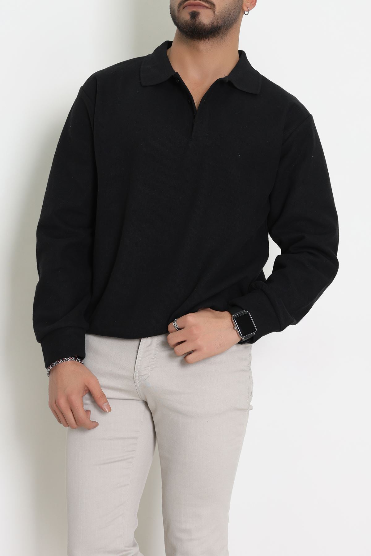 Polo Yaka Selanik Erkek Sweat Siyah - 70863.1567.