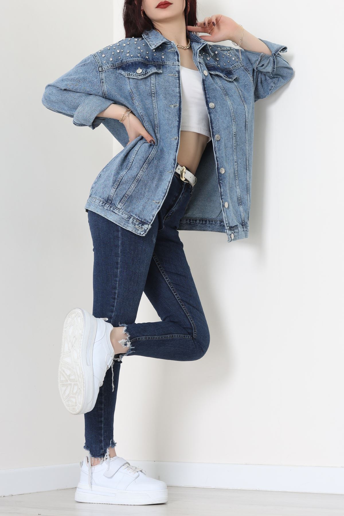 Yakası Taşlı Kot Ceket Karyıkama - 10033.2059.