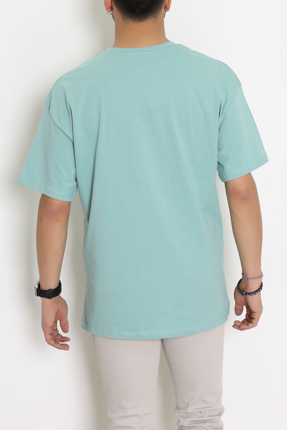 Kompak Penye Unisex Baskısız Oversize Tişört Mint - 55045.1872.