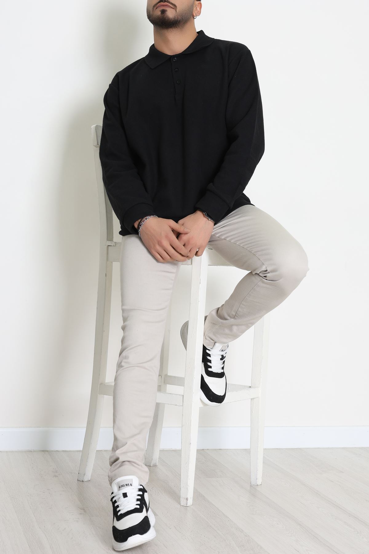 Polo Yaka Selanik Erkek Sweat Siyah - 70863.1567.