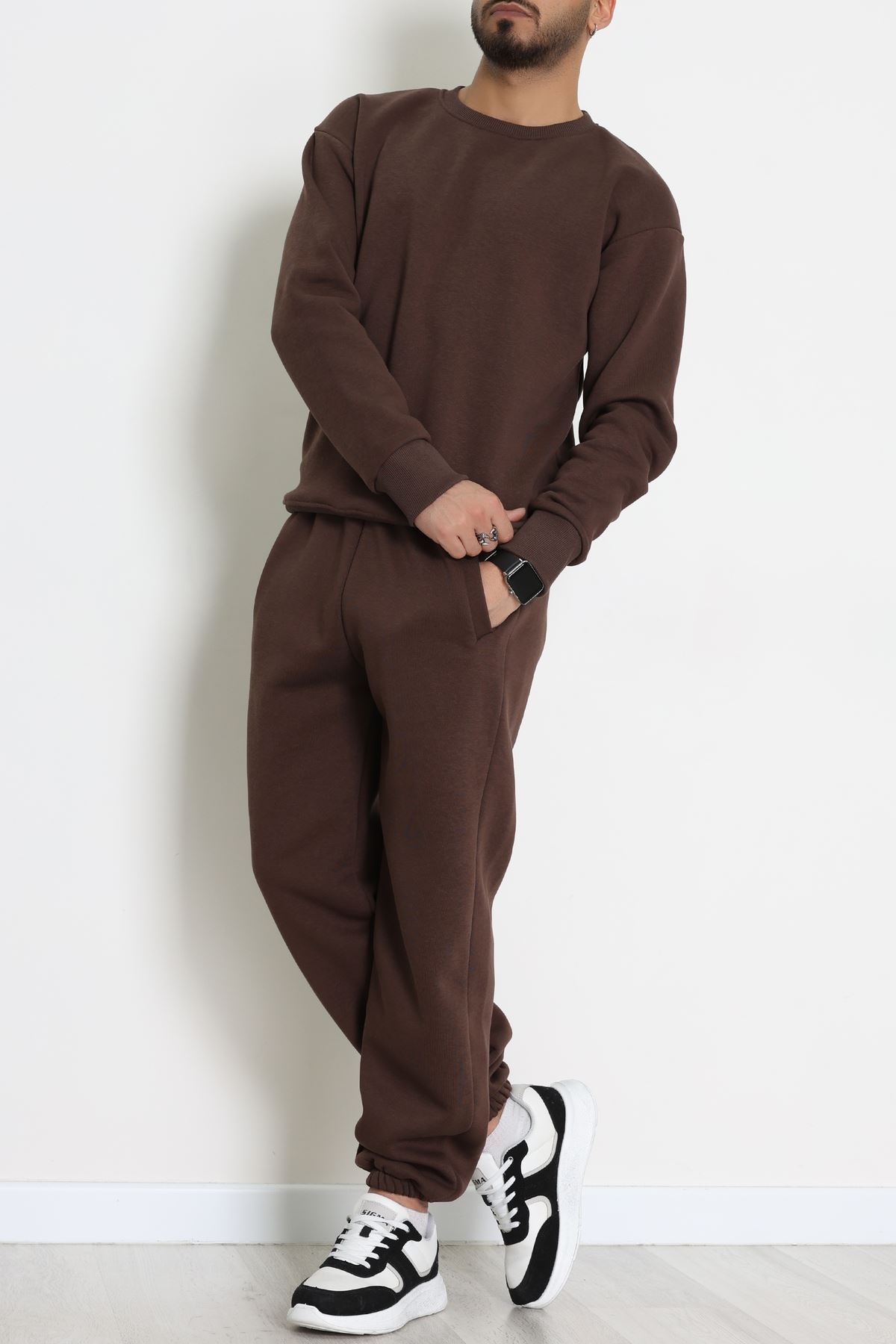 3 İplik Şardonlu Erkek Eşofman Takımı Kahve - 42612.1878.